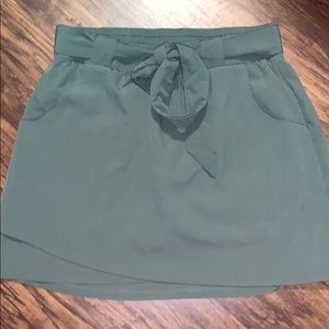 Army green tie skirt